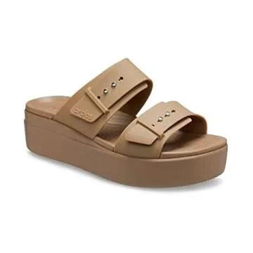 Crocs Women's Brooklyn Buckle Low Wedges, Platform Sandals, Khaki, Numeric_7