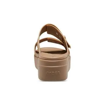 Crocs Women's Brooklyn Buckle Low Wedges, Platform Sandals, Khaki, Numeric_7