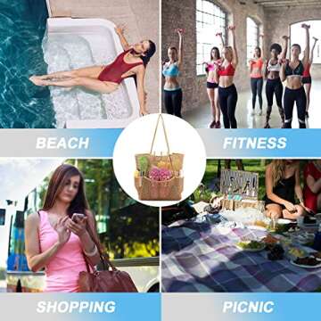 BTOOP Large Mesh Beach Tote Bag for Women with Multiple Pockets Toys Tote Bags for Family Travel Pool Bag (Coffee)