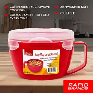 Rapid Soup Mug | Microwaveable Soup & Noodle Cooker | Enjoy Hot Soups Anytime | Ideal for Dorm, Small Kitchen, or Office | Dishwasher-Safe, Microwaveable, & BPA-Free