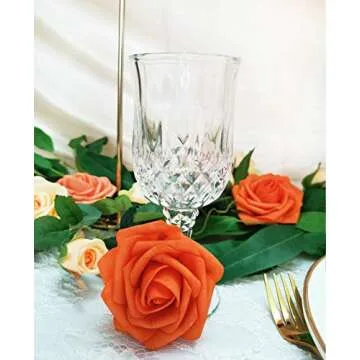 Mefier Home 25PCS Vivid Orange Artificial Flowers for Decor