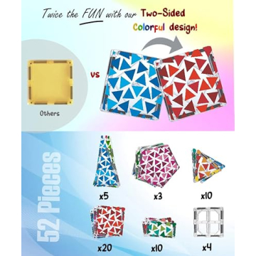 Vibrant Multi-Colored Magnetic Tiles for Kids Creativity