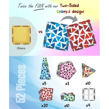 Vibrant Multi-Colored Magnetic Tiles for Kids Creativity