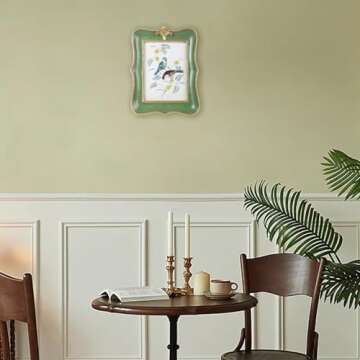 Kangce Vintage Picture Frame 5x7 Antique Ornate Photo Frame Tabletop and Wall Hanging Old-Fashioned Picture Frame, Decorative Retro Design Home Decor, Photo Gallery, Art, Green and Gold