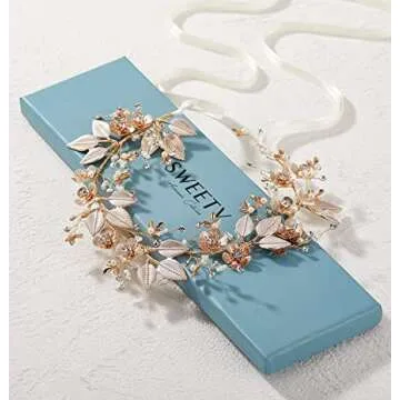 SWEETV Handmade Flower Leaf Headpieces - Unique Accessories