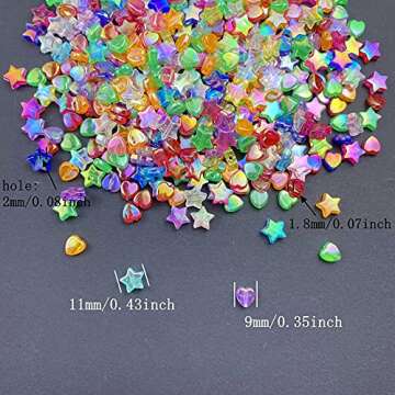 Jmassyang 600 PCS Acrylic Beads Heart Star Shape Beads Clear Acrylic AB Colors Bead Assortments Colo...