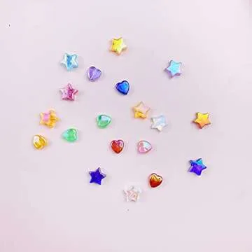 Jmassyang 600 PCS Acrylic Beads Heart Star Shape Beads Clear Acrylic AB Colors Bead Assortments Colorful Flat Bead-in-Bead Loose Beads Spacer for DIY Necklace Bracelet Jewelry Craft Making