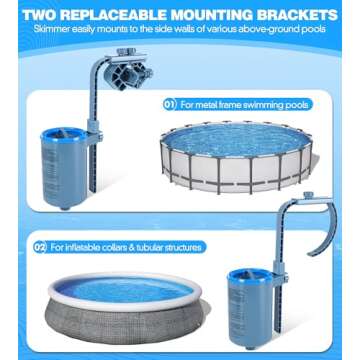 KIrSwp Above Ground Pool Skimmer | Wall Mount Surface Skimmer-Adjustable Height Bracket | Floating P...