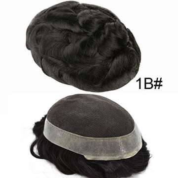 LYRICAL HAIR Super Thin French Lace Mens Toupee Remy Human Hair System Clear Poly Skin Around Wigs T...