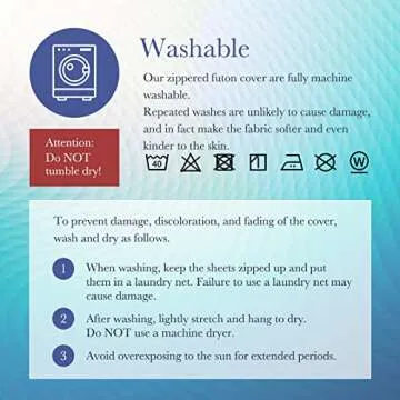 FULI 100% Cotton Zippered Futon Cover, Japanese Futon Mattress Cover, Shikibuton, Made in Japan (Queen, Gray)