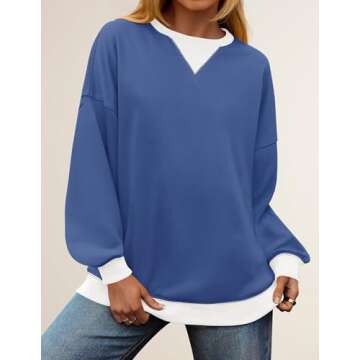 ZESICA Womens Crewneck Color Block Sweatshirts Oversized Long Sleeve Pullover Tunic Tops Casual Clot...