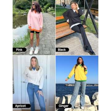 ZESICA Womens Crewneck Color Block Sweatshirts Oversized Long Sleeve Pullover Tunic Tops Casual Clothes Outfits,Grey Blue,Medium