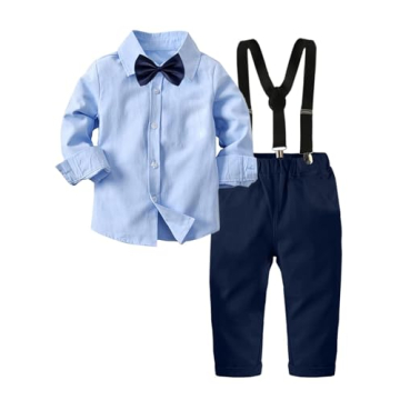 ARTMINE Toddler Boy Formal Suit - Dress Shirt, Vest, Bowtie & Pants
