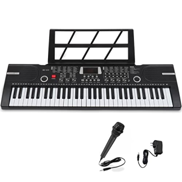 MIZAYI Electronic 61 Keys Keyboard Piano Gift Set with Microphone and Sheet Music Stand