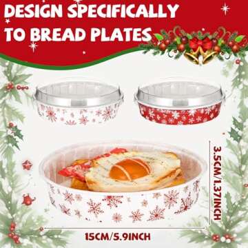 Filltouch 50 Set Christmas Loaf Pans with Lid - Disposable Snowflake Baking Pans