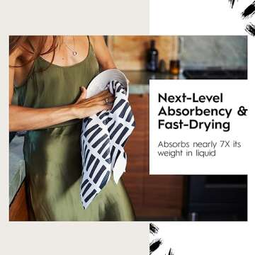 GEOMETRY Kitchen Tea Towel - Quick Dry Microfiber Cloth Dish Towels for Kitchen Drying - Premium Qui...