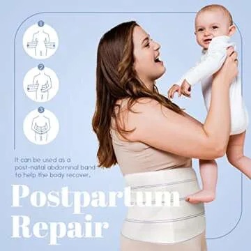 Lynnuo C Section Belly Binder, 12-Inch Wide Abdominal Binder Post Surgery Plus Size, Postpartum Belly Band(45" - 60")