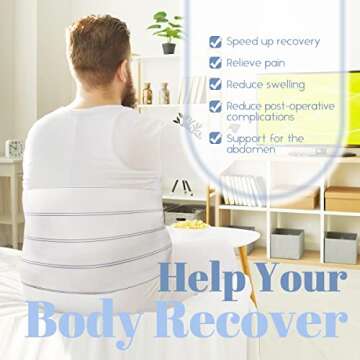 Lynnuo C Section Belly Binder, 12-Inch Wide Abdominal Binder Post Surgery Plus Size, Postpartum Belly Band(45" - 60")