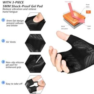 MOREOK Cycling Gloves for Men/Women - 5MM Gel Pad Half Finger Biking Gloves for Gym and Outdoor Spor...