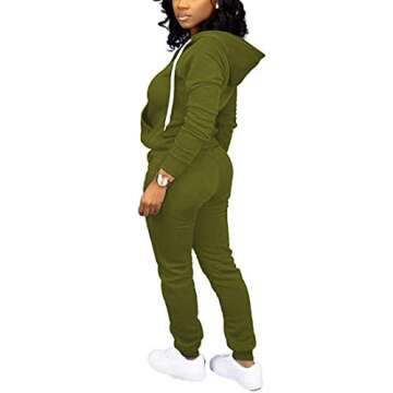 Nimsruc Jogging Suits for Women 2 Piece Tracksuit Long Sleeve Casual Hooded Zipper Pants Set Army Green S