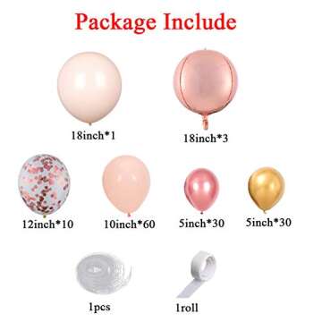 134pcs Macaron Orange Balloon Garland Arch Kit Metallic Chrome Ballons with 4D Globos and Rose Gold Confetti Latex Balloon Wedding Birthday Party Decor Baby Shower (Gold Pink Rose Gold)