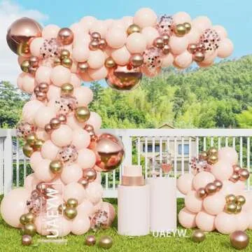 134pcs Macaron Orange Balloon Garland Arch Kit Metallic Chrome Ballons with 4D Globos and Rose Gold Confetti Latex Balloon Wedding Birthday Party Decor Baby Shower (Gold Pink Rose Gold)
