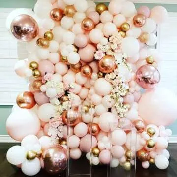 134pcs Macaron Orange Balloon Garland Arch Kit Metallic Chrome Ballons with 4D Globos and Rose Gold Confetti Latex Balloon Wedding Birthday Party Decor Baby Shower (Gold Pink Rose Gold)
