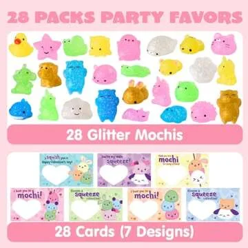 JOYIN 28 Packs Valentine's Day Gift Cards with Squishy Toys