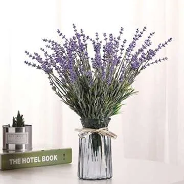Flojery Artificial Lavender Flowers with Silk Flocked Fake Lavender Plant for Wedding Home Table Centerpiece Decor-Pack of 4