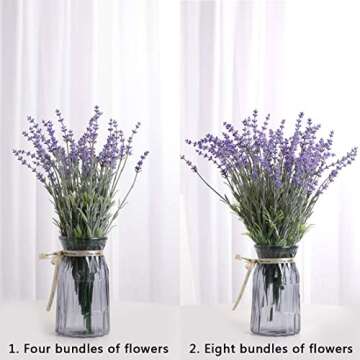 Flojery Artificial Lavender Flowers with Silk Flocked Fake Lavender Plant for Wedding Home Table Centerpiece Decor-Pack of 4