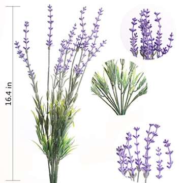 Flojery Artificial Lavender Flowers with Silk Flocked Fake Lavender Plant for Wedding Home Table Centerpiece Decor-Pack of 4