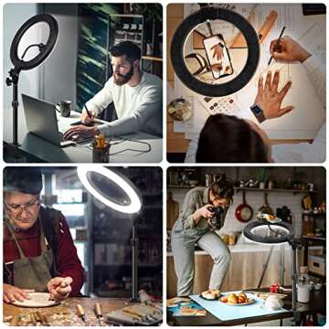 Ring Light for Computer Video Conferencing/Zoom Meeting/Studio-12 '' Desk Ring Light with Mount Stand,Stream Light with 13.5-22.7 in Adjustable Clamp Stand & Phone Holder for Webcam/Camera