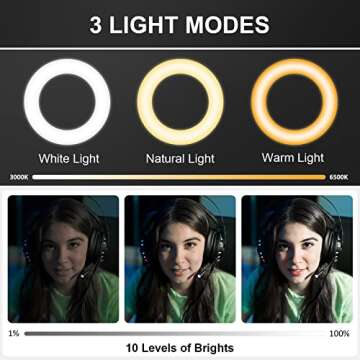 Ring Light for Computer Video Conferencing/Zoom Meeting/Studio-12 '' Desk Ring Light with Mount Stand,Stream Light with 13.5-22.7 in Adjustable Clamp Stand & Phone Holder for Webcam/Camera