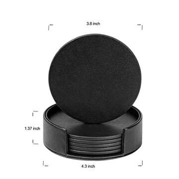 KEMMPER Drink Coasters Set of 6 Leather Coasters Spill Protection for Table Desk,Durable and Non Sli...