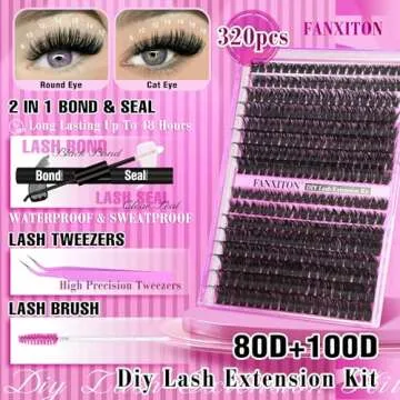 DIY Lash Extension Kit Volume Thick Lash Clusters 80D+100D 320 pcs Individual Lashes D Curl Eyelash ...