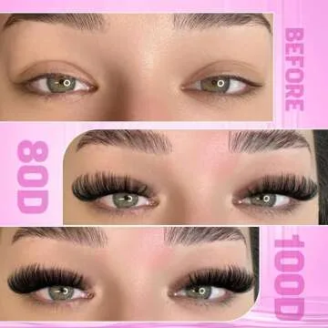 DIY Lash Extension Kit Volume Thick Lash Clusters 80D+100D 320 pcs Individual Lashes D Curl Eyelash Extension Kit Lash Bond and Seal and Tweezers for Lash Clusters Kit DIY at Home