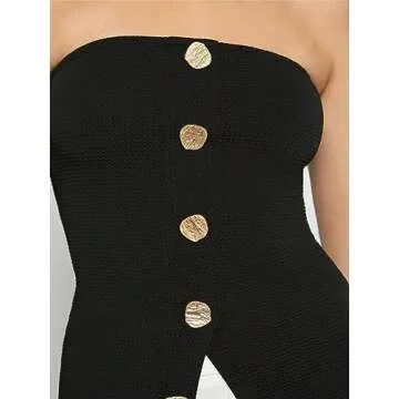 Floerns Women's Elegant Button Front Tube Top - Chic and Versatile Style
