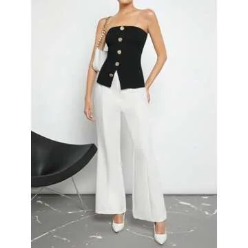Floerns Women's Elegant Button Front Tube Top - Chic and Versatile Style