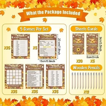 Engaging Harloon 142 Pcs Fall Baby Shower Games Set