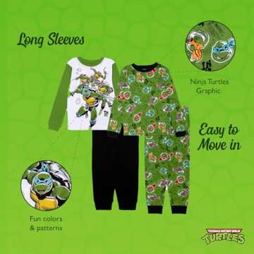 TMNT Boys Cotton Pajama Set for Bedtime Fun