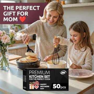 Kaluns 50 PCS Silicone Kitchen Utensils Set - Mothers's Day Gifts For Mom Wife Complete Kitchen Set ...