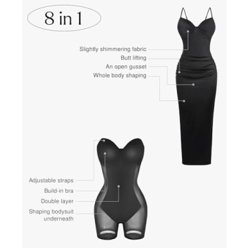 Popilush V Neck Cocktail Dress with Shapewear for Women