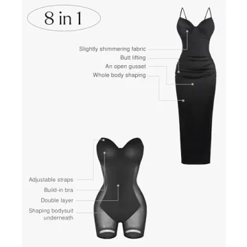 Popilush V Neck Cocktail Dress with Shapewear for Women