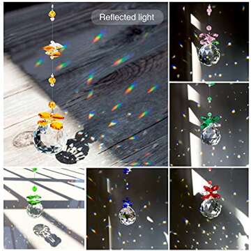 Vibrant JUNBEI Crystal Suncatcher Set - 6 Colorful Prisms
