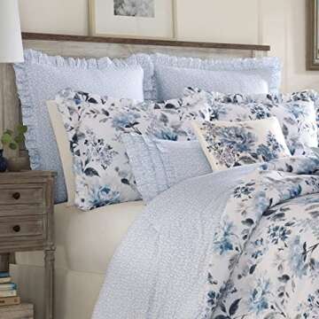 Laura Ashley Home - Euro Sham Set, Smooth Cotton Shams with Envelope Closure, Lightweight & Stylish ...