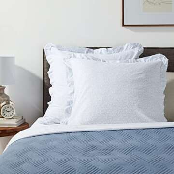 Laura Ashley Home - Euro Sham Set, Smooth Cotton Shams with Envelope Closure, Lightweight & Stylish Home Decor (Chloe Blue, 2 Piece)