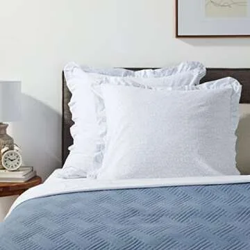 Laura Ashley Home - Euro Sham Set, Smooth Cotton Shams with Envelope Closure, Lightweight & Stylish Home Decor (Chloe Blue, 2 Piece)