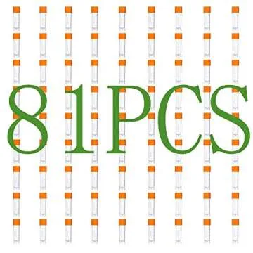 81PCS Cryo Tubes 2ml, Plastic Small vials with Screw caps Sample Tubes,PP Material ，with Silica Gel Gasket，Free from DNase, RNase, Human DNA