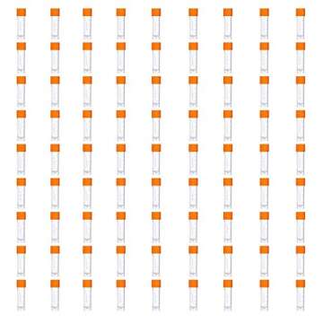 81PCS Cryo Tubes 2ml, Plastic Small vials with Screw caps Sample Tubes,PP Material ，with Silica Gel Gasket，Free from DNase, RNase, Human DNA