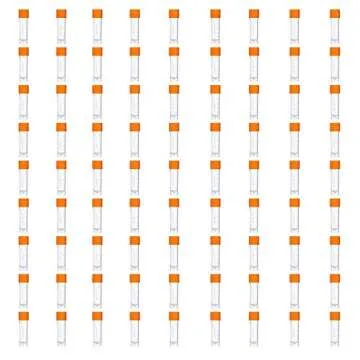 81PCS Cryo Tubes 2ml, Plastic Small vials with Screw caps Sample Tubes,PP Material ，with Silica Gel Gasket，Free from DNase, RNase, Human DNA